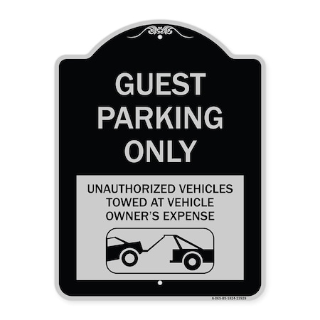 Guest Parking Only Unauthorized Vehicles Towed At Owner Expense Aluminum Sign